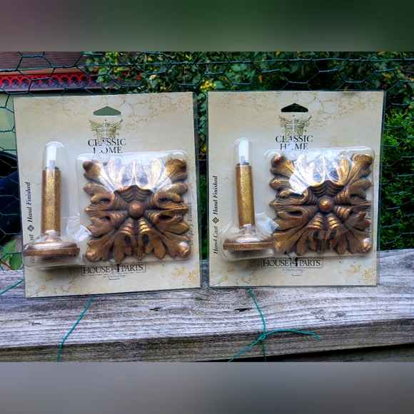 Pair Classic Home Collection square tie backs gold Neiman Marcus - Picture 1 of 4